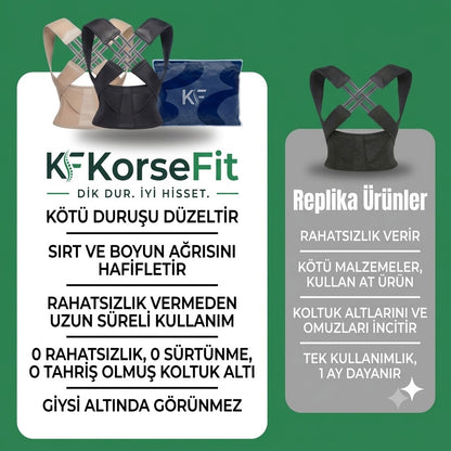 KorseFit - Ayarlanabilir Dik Duruş Korsesi | Sırt ve Boyun Destekli